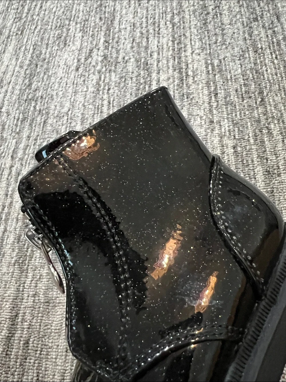 Cat & Jack Girls Black Patent Zip-Up Ankle Boots